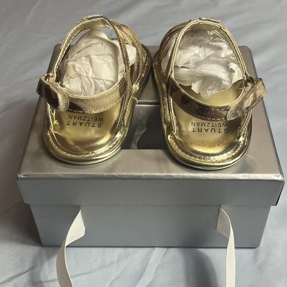 MY FIRST WEITZMANS STUART WEITZMAN Caesar Gold Baby Camo Sandals 4 (9-12M) W/Box - Picture 4 of 16